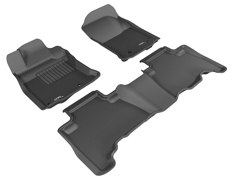 Toyota 4Runner Floor Mat Set - Front + Rear - 3D MAXpider - Kagu - Black - `10-`12